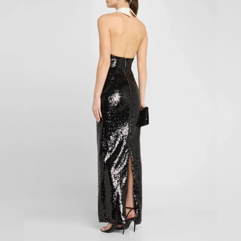 NWOT Bronx and Banco Wednesday Sequin Halterneck Maxi Dress Elegant - Picture 7 of 17